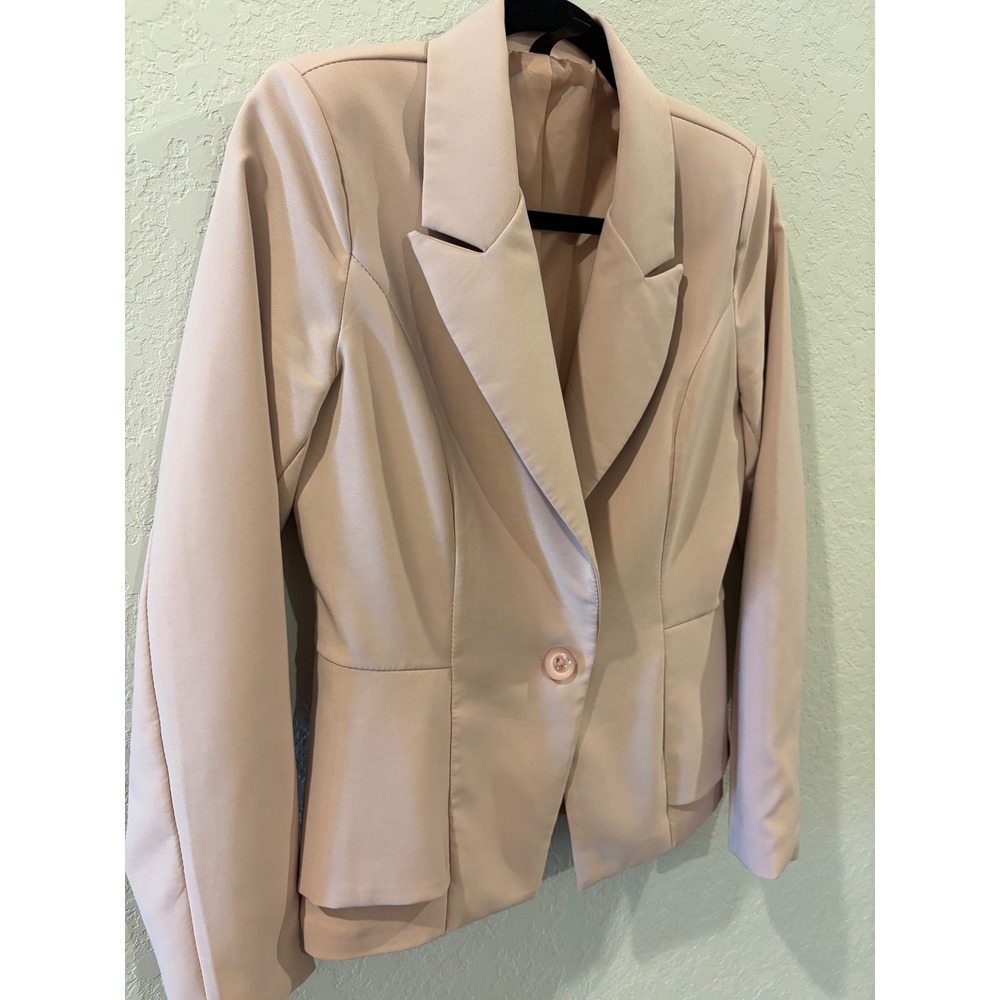 Venti6 Womens Blush Pink Single Button Peplum Blazer Jacket Made in Italy Size M - Picture 2 of 7